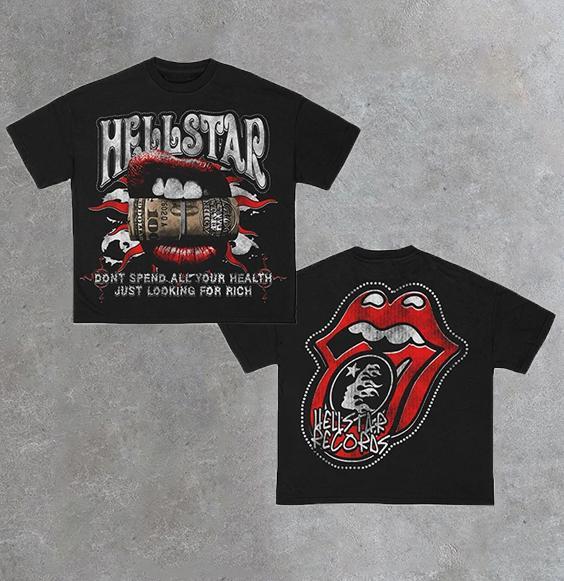 Sopula Vintage Hellstar Lips Dollars Graphic Cotton T-Shirt Product Image