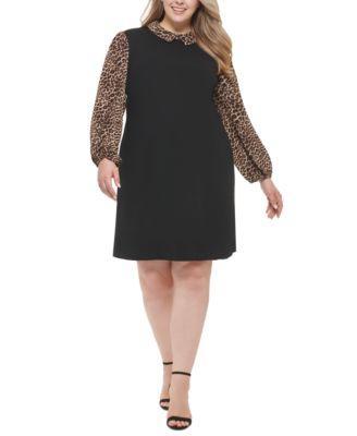 Plus Size Layered-Look Shift Dress Product Image