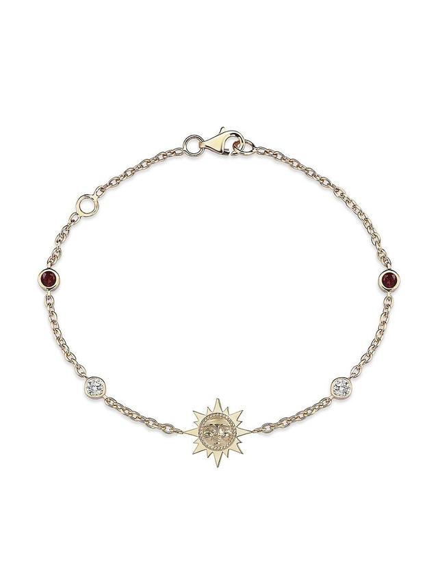 Womens Equinox Sun 14K Yellow Gold, 0.24 TCW Diamond & Garnet Bracelet Product Image