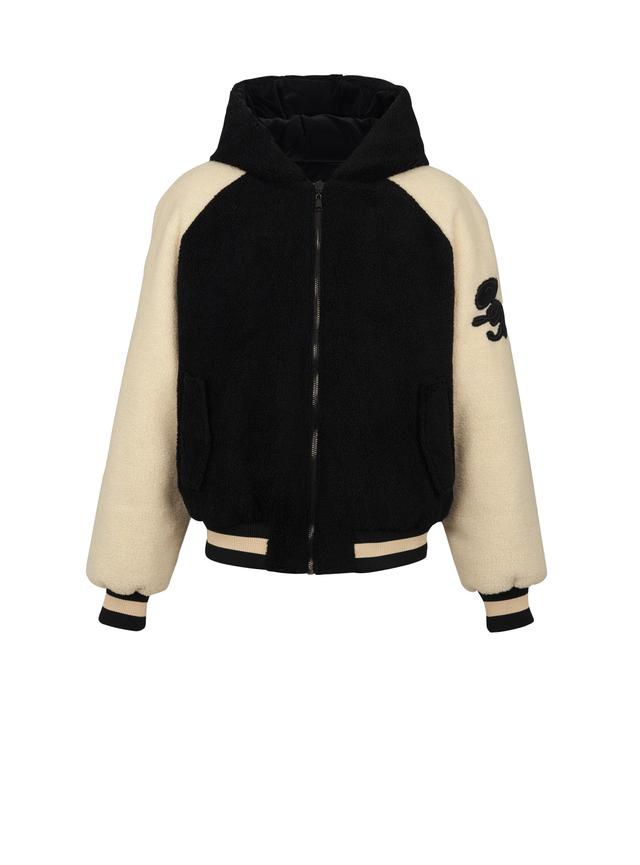 Reversible varsity-style puffer jacket with hood Product Image