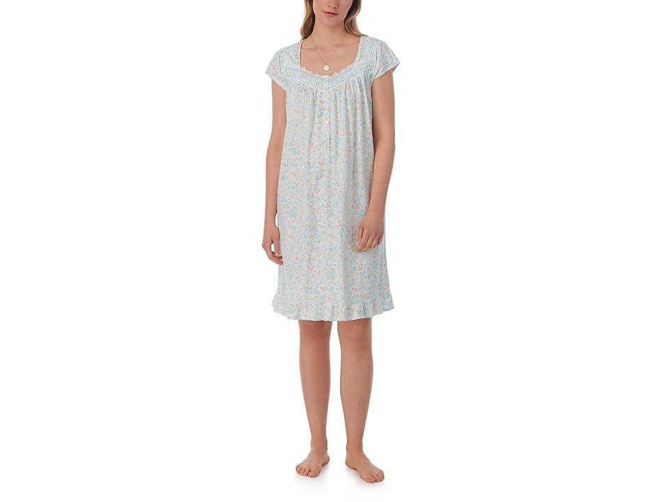 Eileen West Cotton Knit Cap Sleeve Waltz Gown (Ditsy) Women's Pajama Product Image