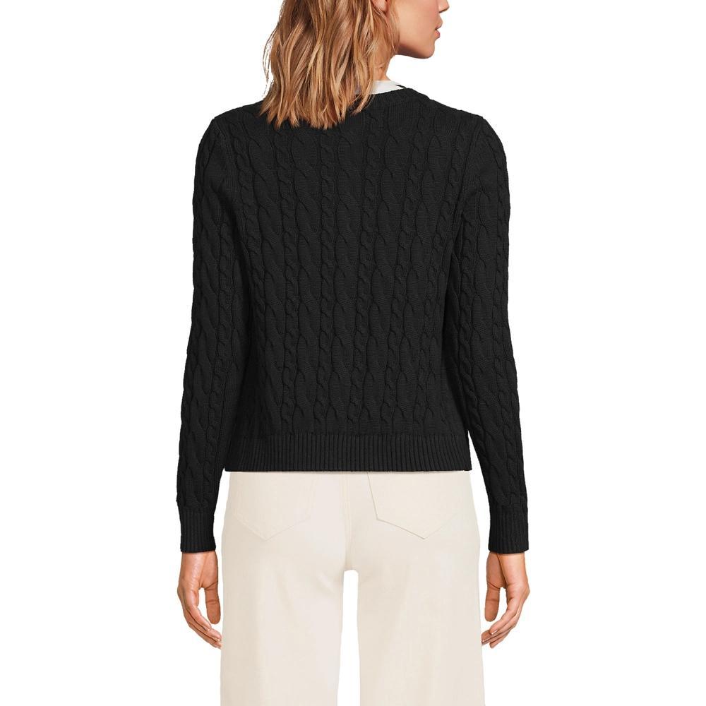 Lands' End Women's Petite Drifter Cable Cardigan Sweater - Large - Black Product Image