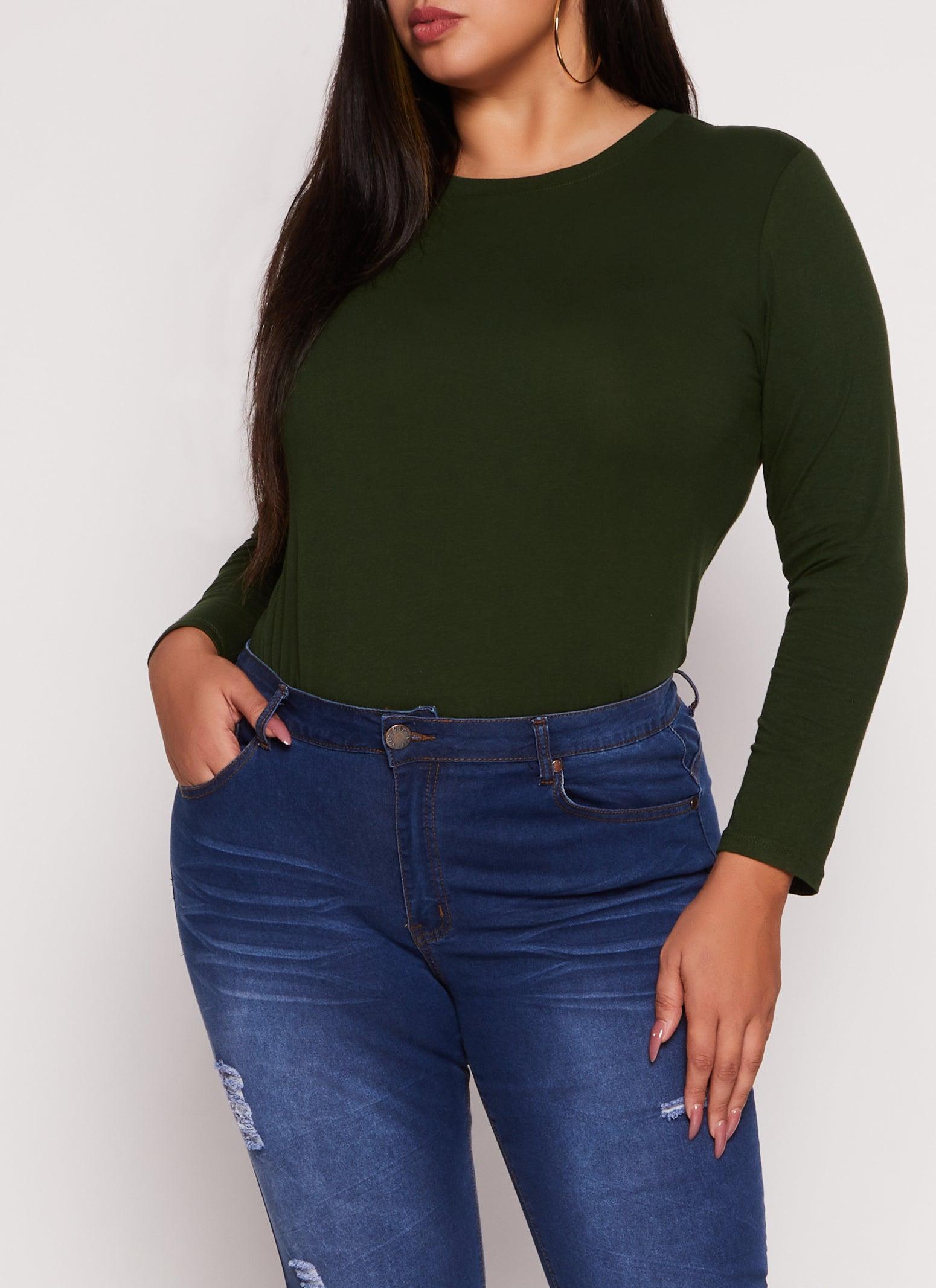 Womens Plus Size Ambiance Long Sleeve Basic T Shirt Product Image