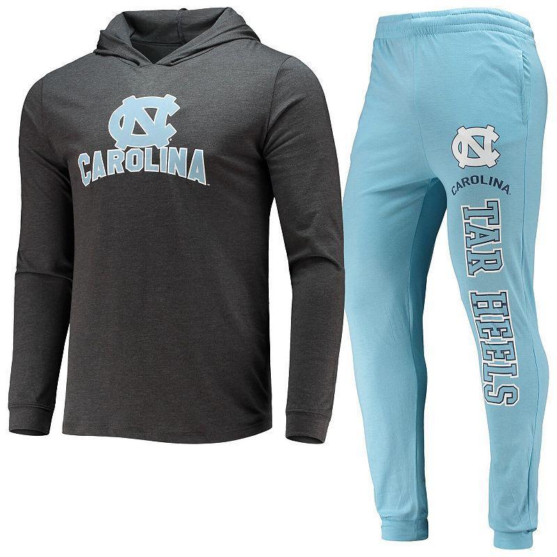 Mens Concepts Sport Carolina Blue/Charcoal North Carolina Tar Heels Meter Long Sleeve Hoodie T-Shirt & Jogger Pants Set Product Image