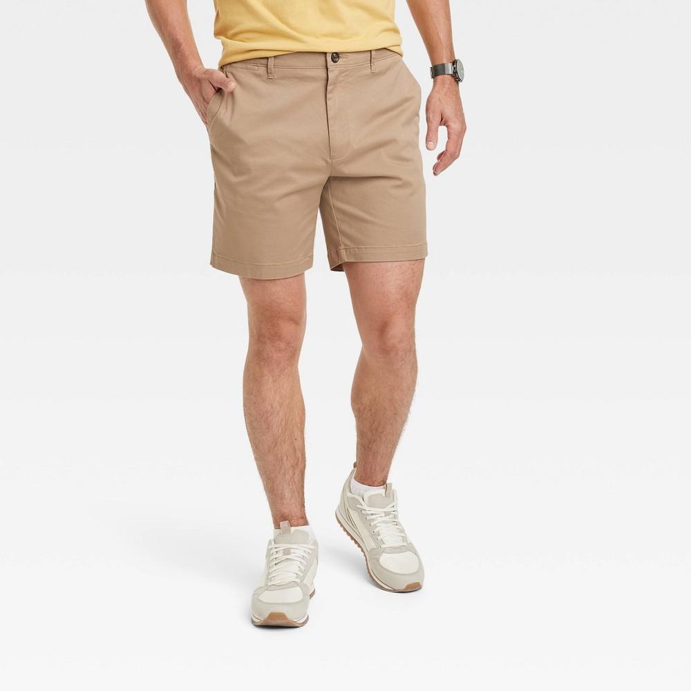 Mens Every Wear 7 Slim Fit Flat Front Chino Shorts - Goodfellow & Co Khaki 32 Product Image