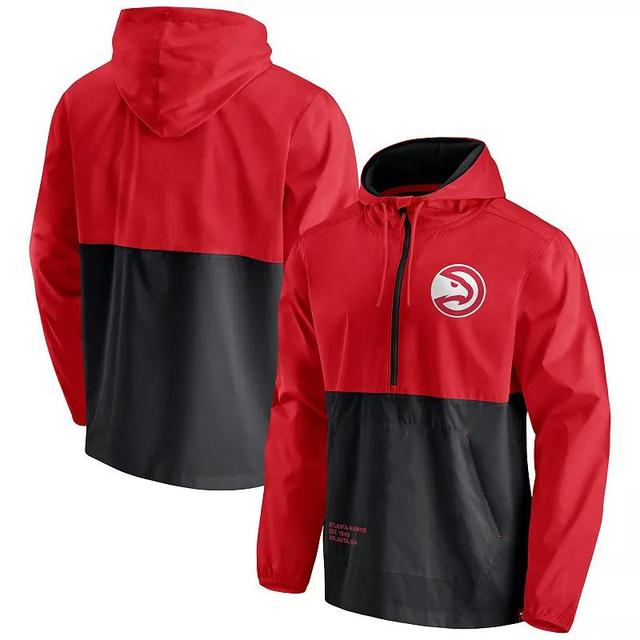 Mens Fanatics Branded /Black Atlanta Hawks Anorak Windbreaker Half-Zip Hoodie Jacket Product Image