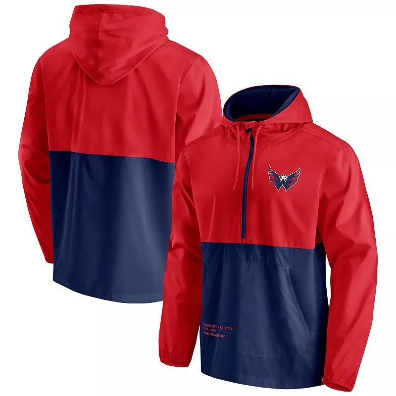 Mens Fanatics Branded /Navy Washington Capitals Thrill Seeker Anorak Half-Zip Jacket Product Image