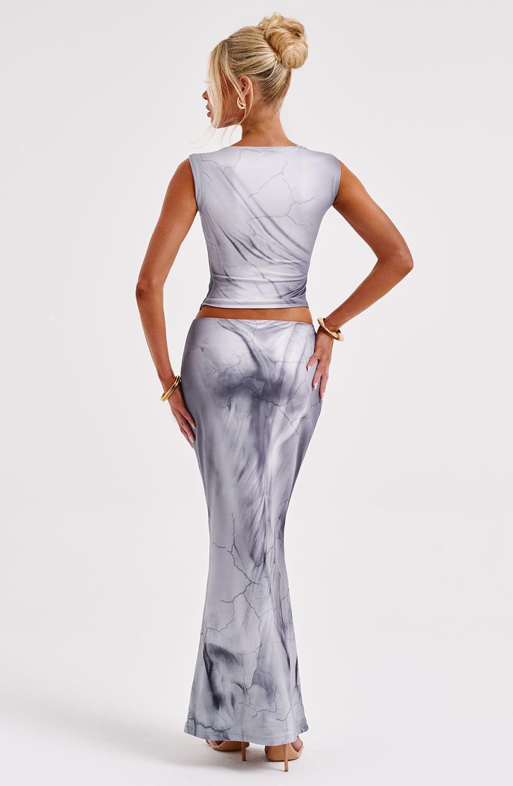 Charmayne Maxi Skirt - Grey Body Print Product Image