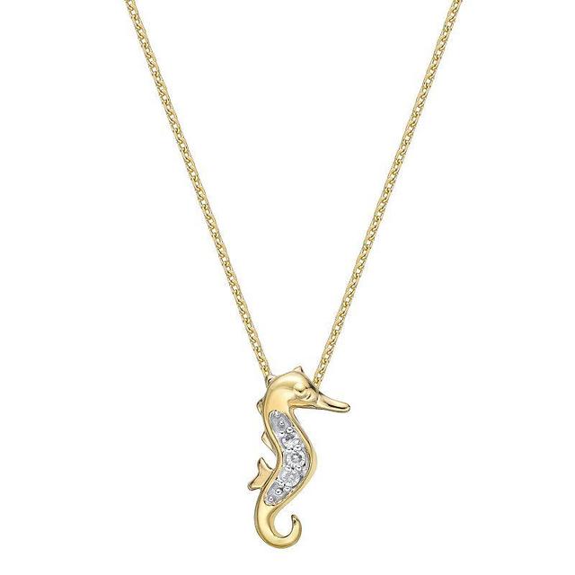 Gemminded 10k Gold Diamond Accent Seahorse Pendant Necklace, Womens Product Image