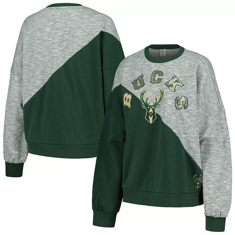 Womens G-III 4Her by Carl Banks Hunter Green Milwaukee Bucks Benches Split Pullover Sweatshirt Product Image