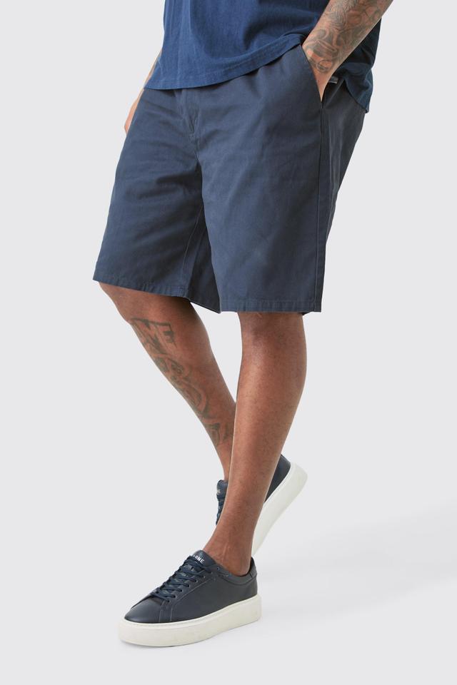 Plus Fixed Waist Navy Relaxed Fit Shorts | boohooMAN USA Product Image