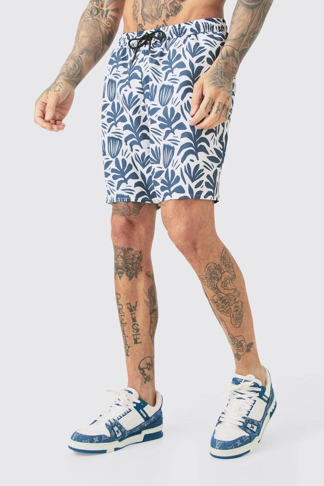 Tall Abstract Printed Swim Shorts | boohooMAN USA Product Image