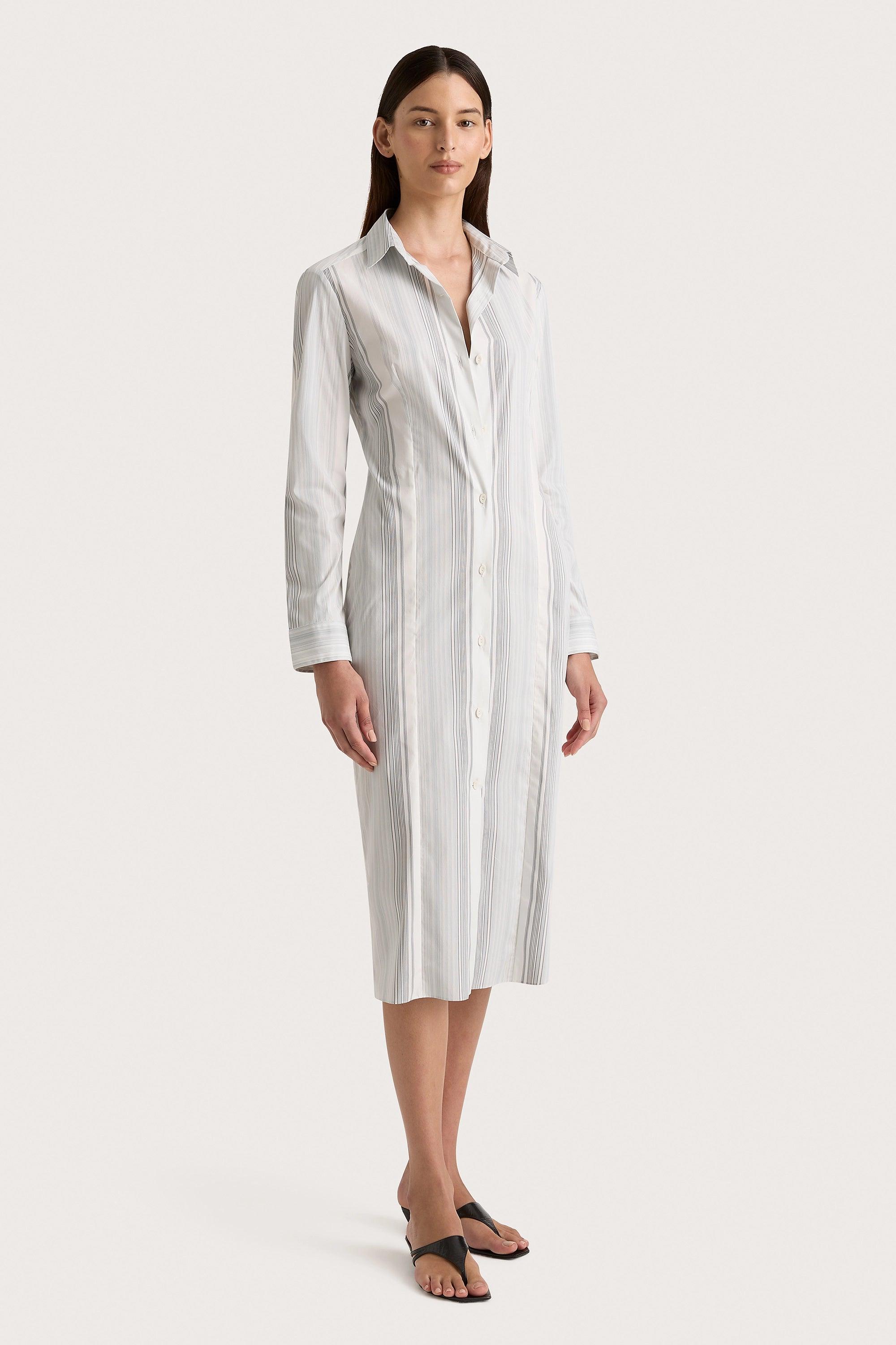 En Vau Shirt Dress Striped Soft Blue Product Image