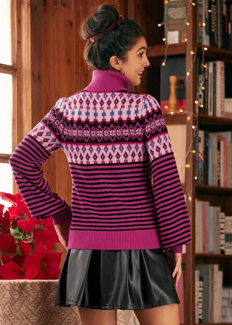 Nostalgic Knit Puff Shoulder Turtleneck Product Image