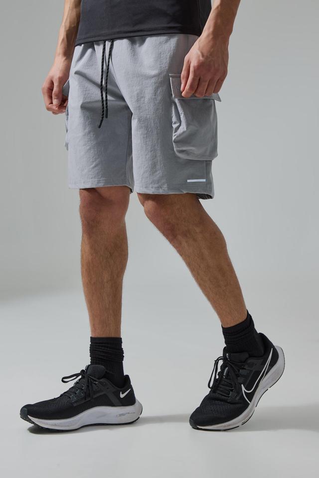 Man Active 5inch Oversized Reflective Cargo Short | boohooMAN USA Product Image