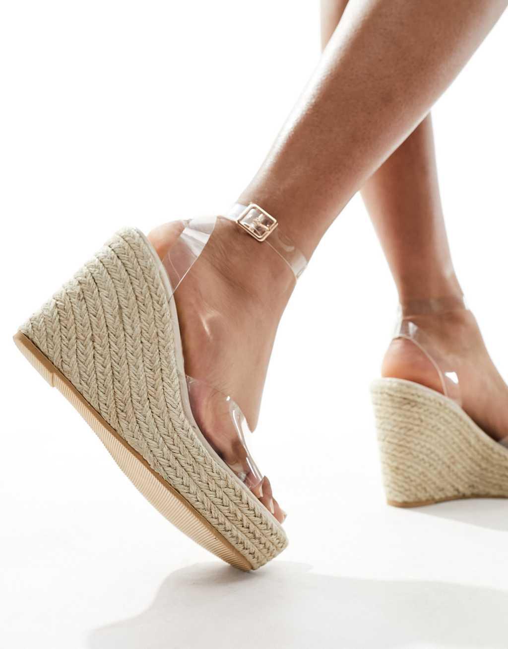 South Beach espadrille wedge sandals in clear Product Image