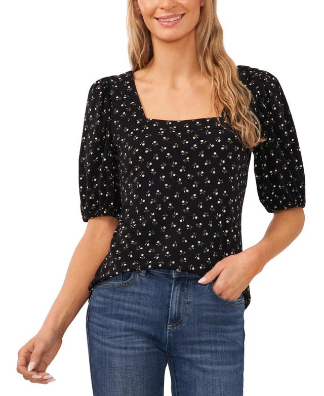 CeCe Floral Square Neck Puff Sleeve Top Product Image