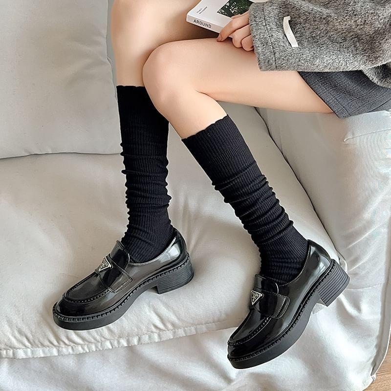 Plain Ribbed Knee High Socks Product Image