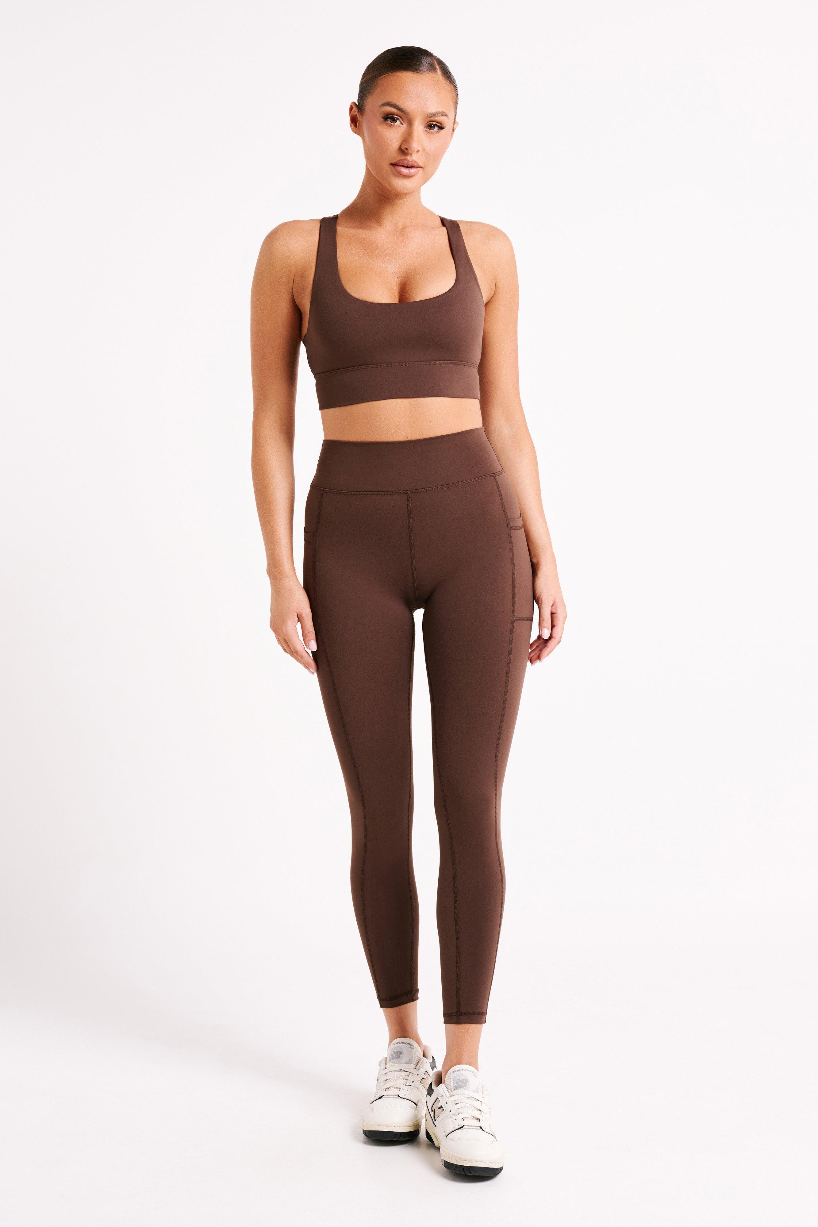 Thea Racerback Crop Top - Dark Chocolate Product Image