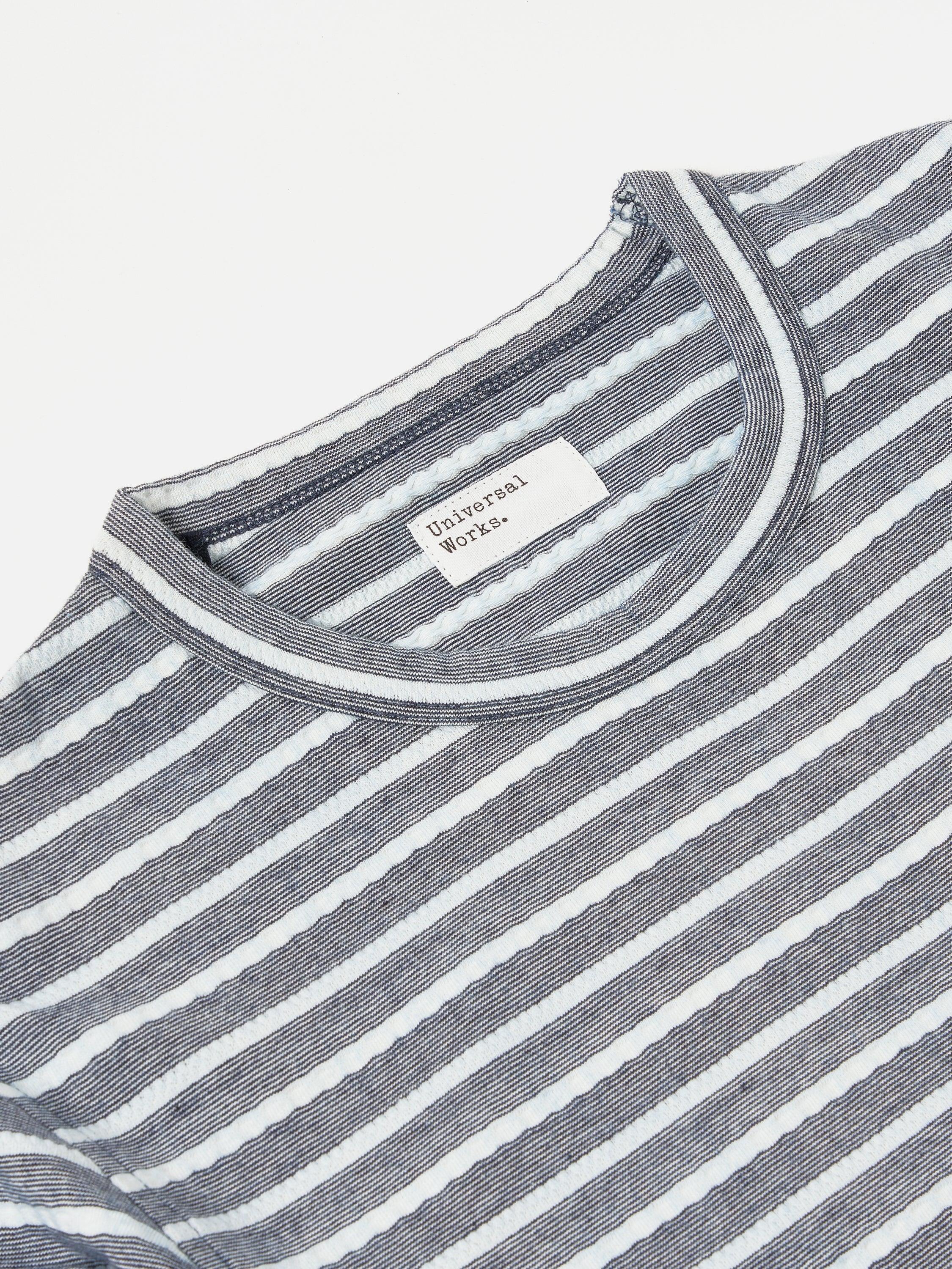 Universal Works L/S Pocket Tee in Indigo Textured Knit Stripe Product Image