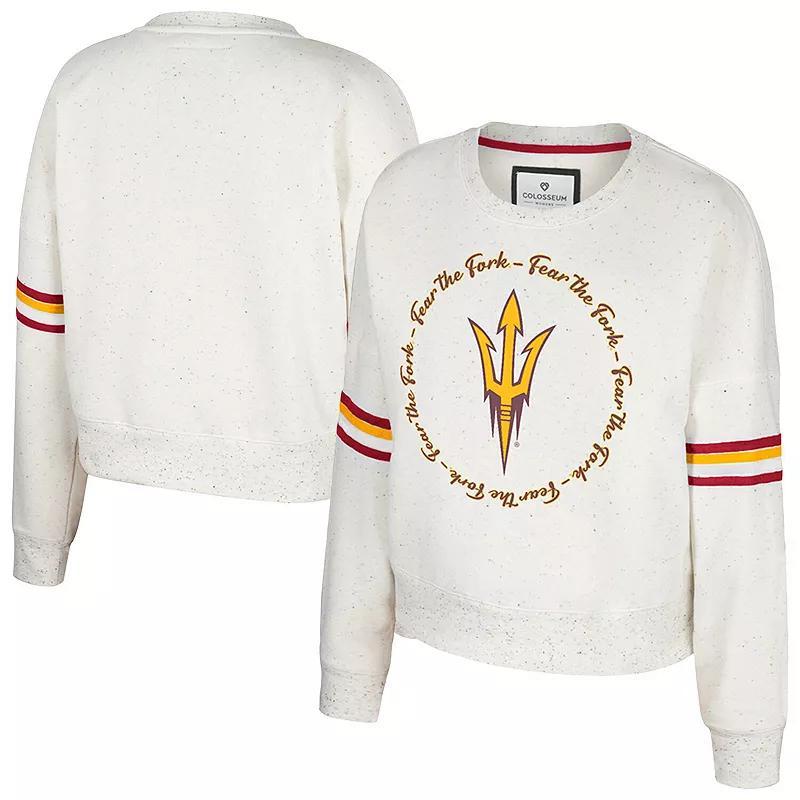 Womens Colosseum Natural Arizona State Sun Devils Novelist Speckle Fleece Pullover Sweatshirt Product Image