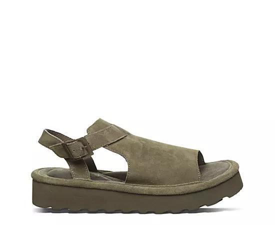 Bearpaw Ascend Womens Platform Buckle Sandals Dark Green Product Image