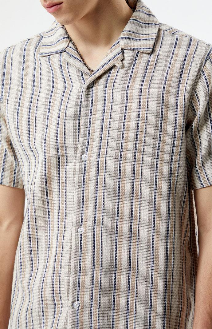 Men's Woven Striped Camp Shirt - Product Image