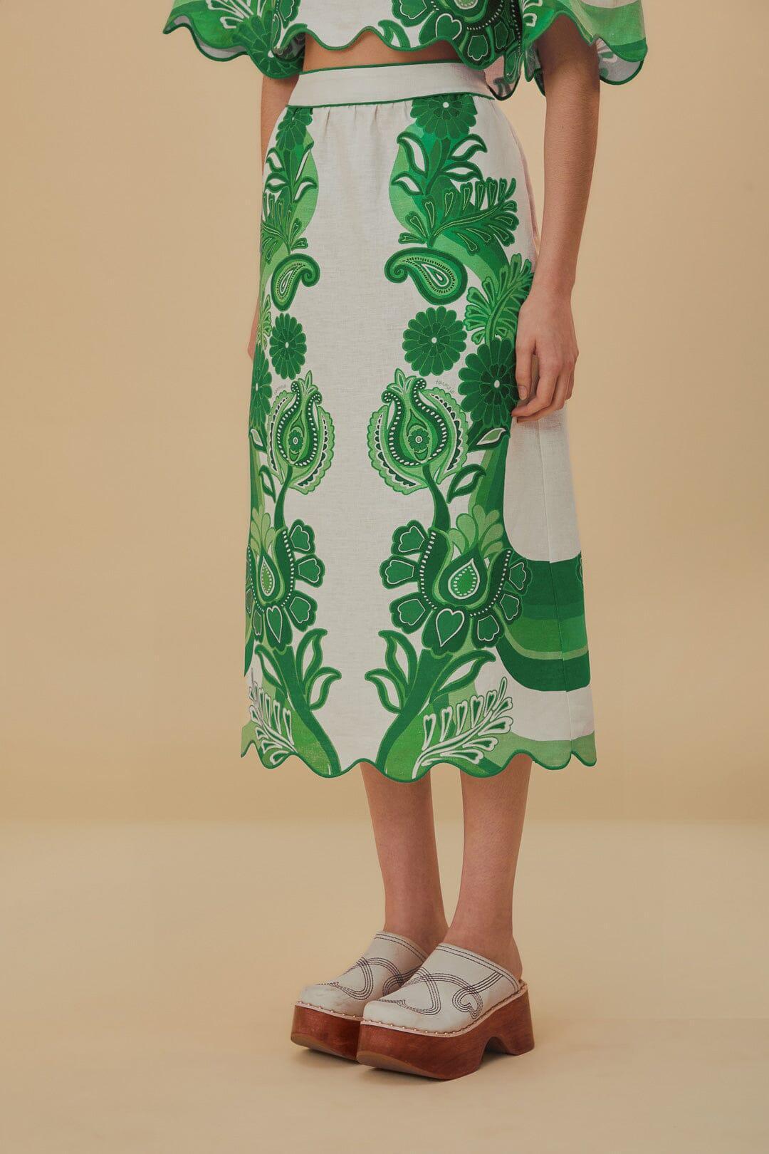 Green Color Festival Euroflax™ Midi Skirt Product Image