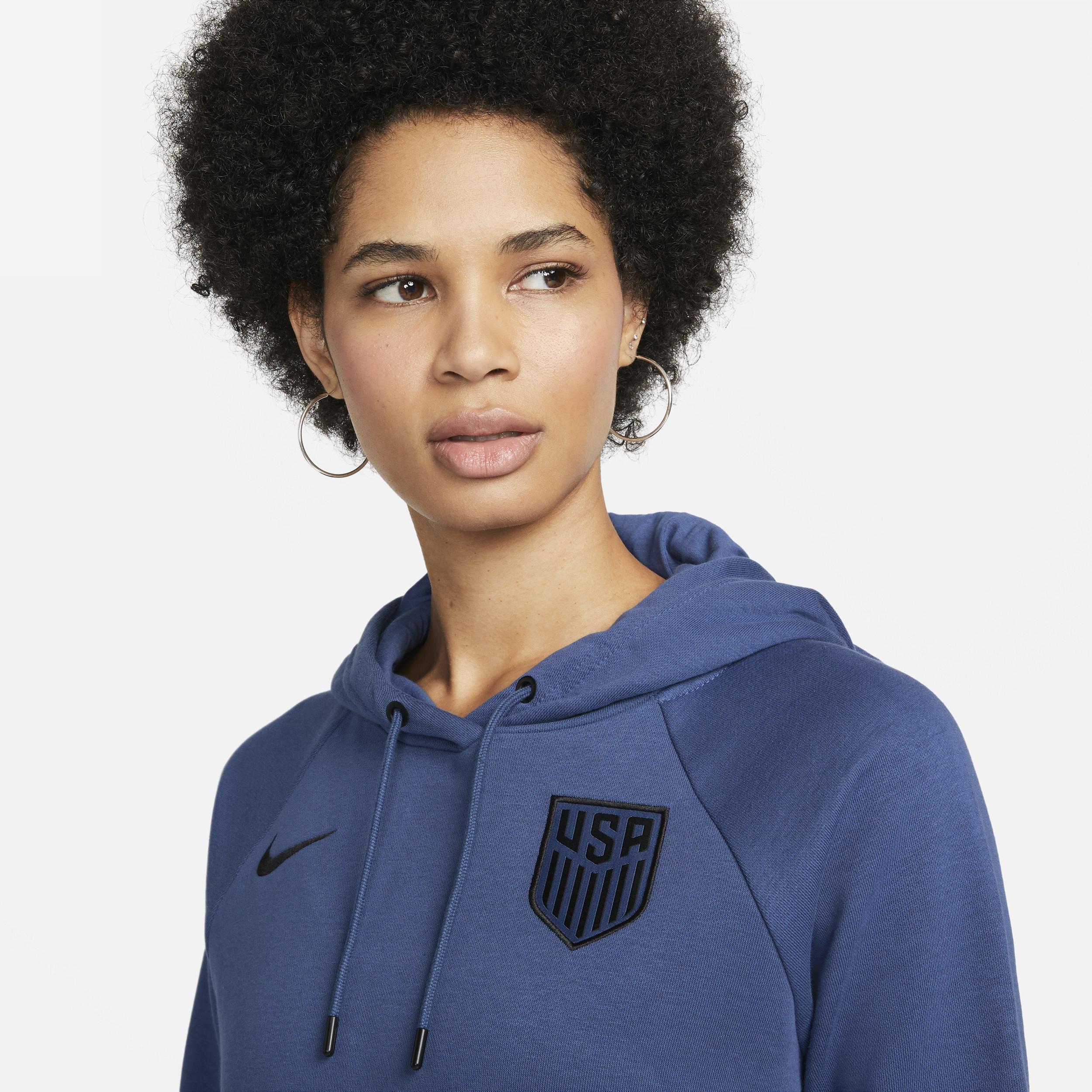 Womens Nike Blue Usmnt Essential Raglan Pullover Hoodie Product Image