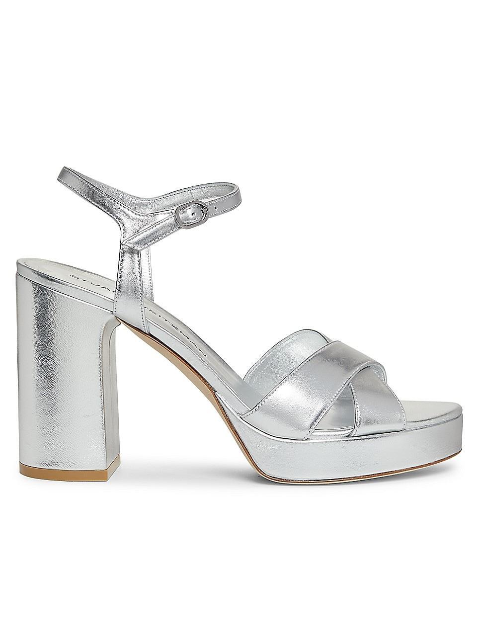 Womens Dayna 100MM Metallic Leather Platform Sandals Product Image