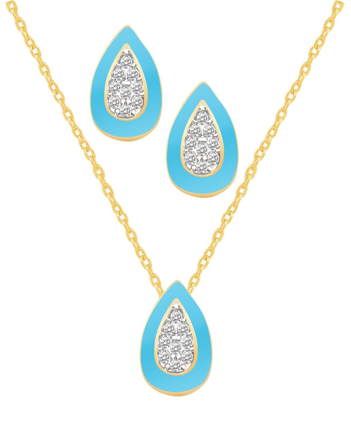 Crystal Enamel Necklace and Earring Set, 2-Piece Product Image