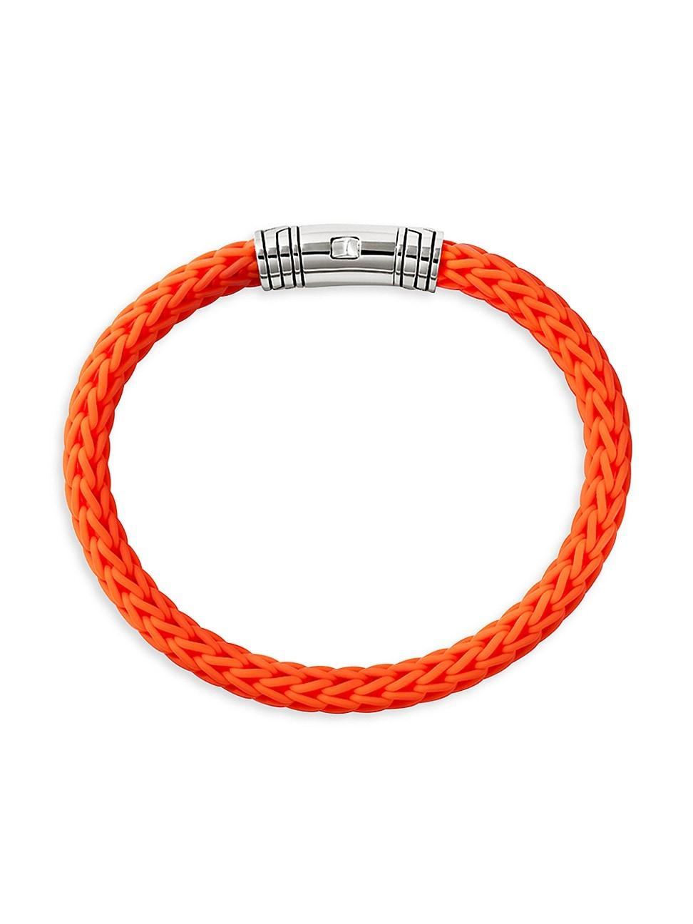 Mens Sterling Silver & Rubber Cord Bracelet Product Image