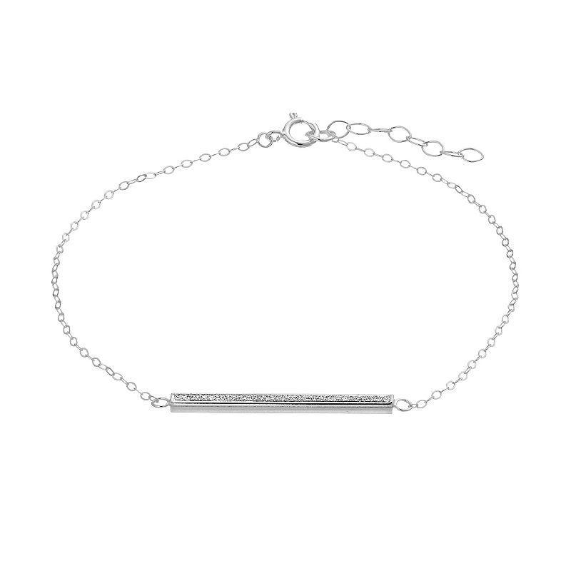 Aleure Precioso Sterling Silver Glitter Bar Chain Anklet, Womens Product Image