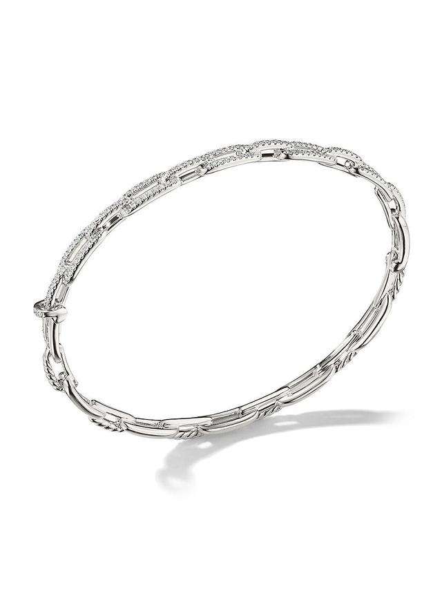 Womens Stax Chain Link Bracelet in 18K White Gold with Pav Diamonds Product Image