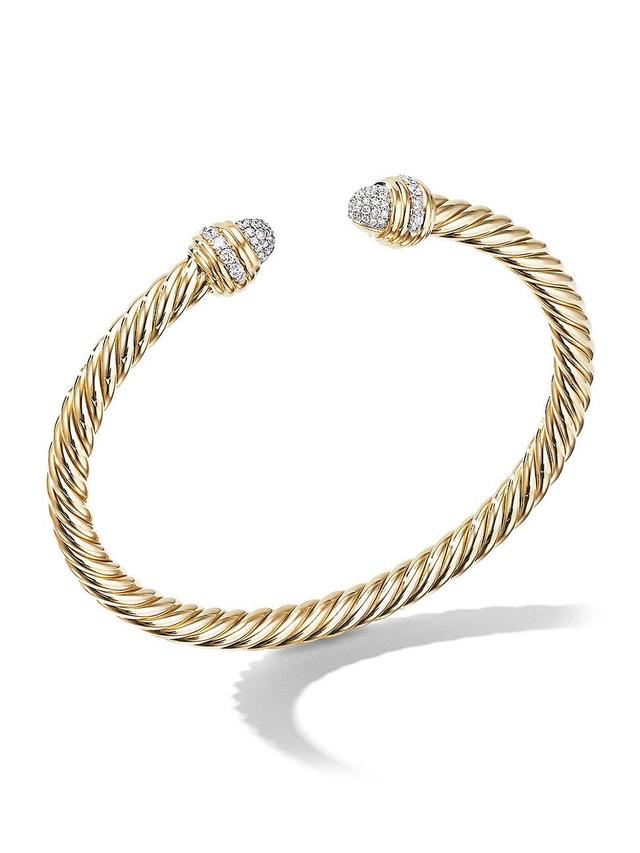 Womens Cable Bracelet in 18K Yellow Gold with Pav Diamonds Product Image