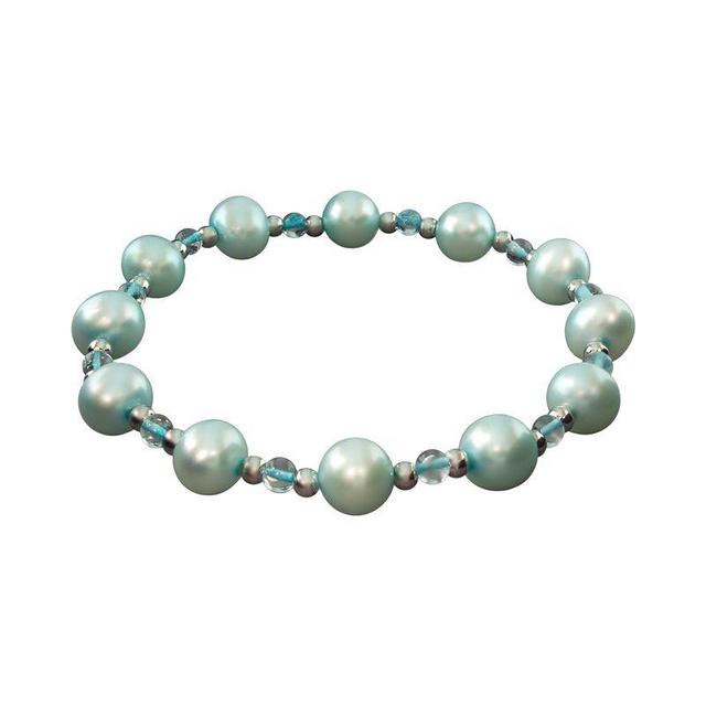 Sterling Silver Dyed Freshwater Cultured Pearl Stretch Bracelet, Womens, Blue Product Image