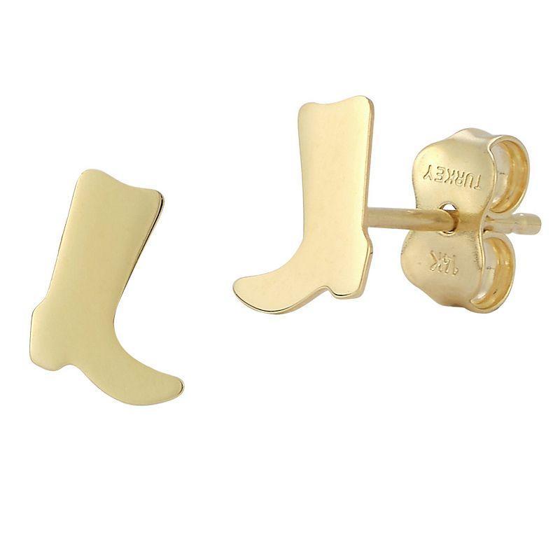 LUMINOR GOLD 14k Gold Cowboy Boots Stud Earrings, Womens, Yellow Product Image