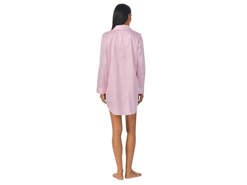 LAUREN Ralph Lauren Sateen Notch Sleepshirt Stripe) Women's Pajama Product Image