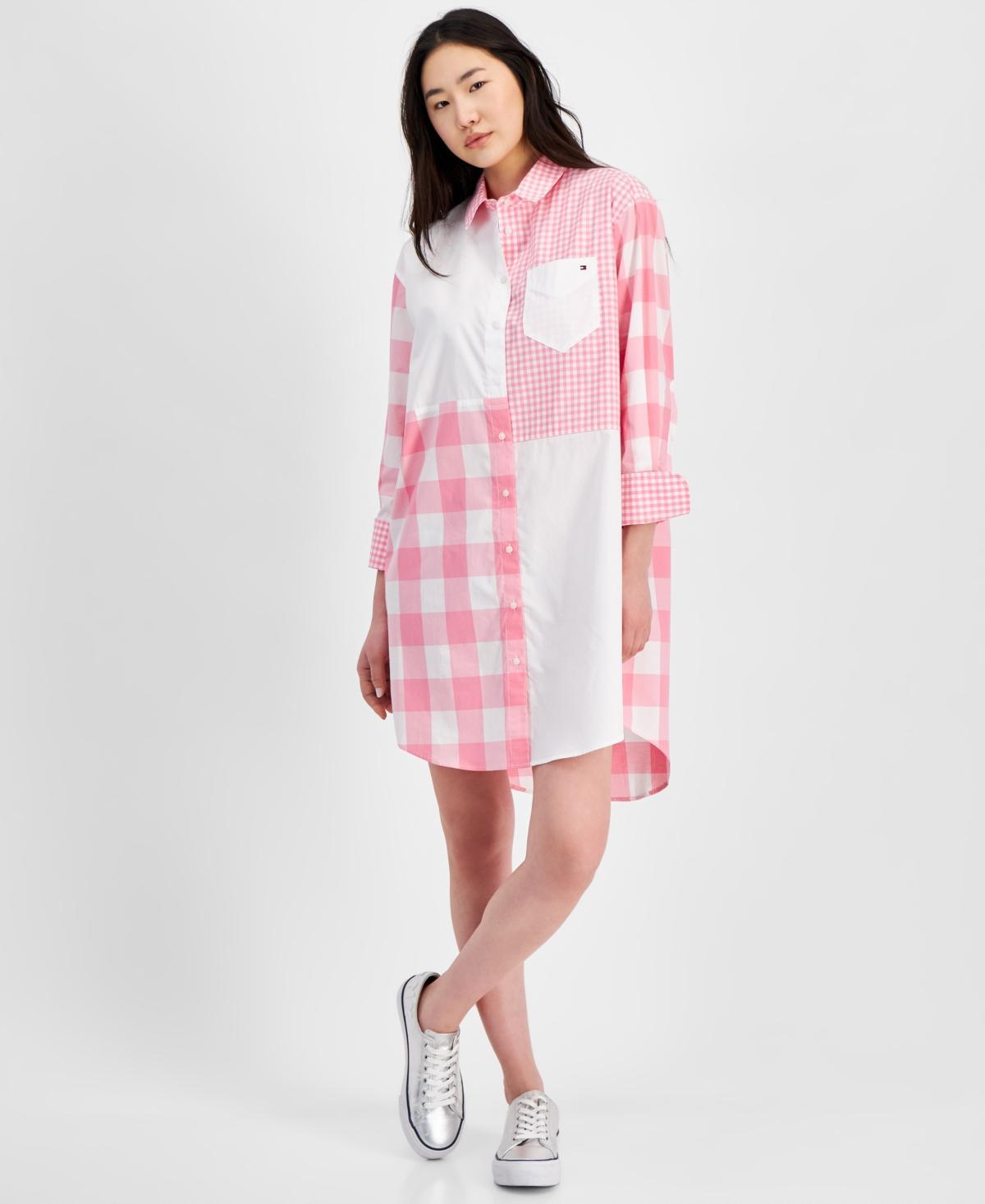 Tommy Hilfiger Womens Gingham Patchwork Shirtdress product image