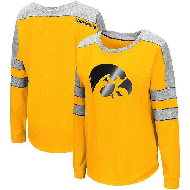 Womens Colosseum Gold Iowa Hawkeyes Trey Dolman Long Sleeve T-shirt Product Image