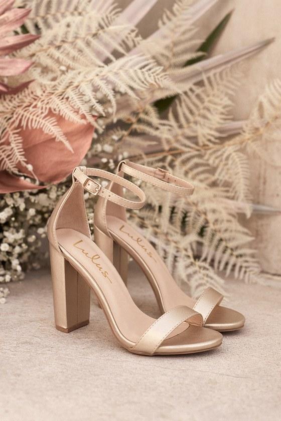 Taylor Rose Gold Ankle Strap Heels Product Image