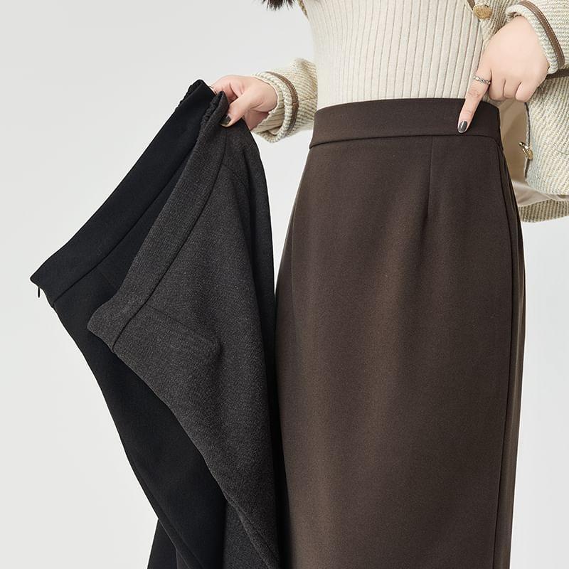 High Waist Plain Maxi A-Line Skirt Product Image