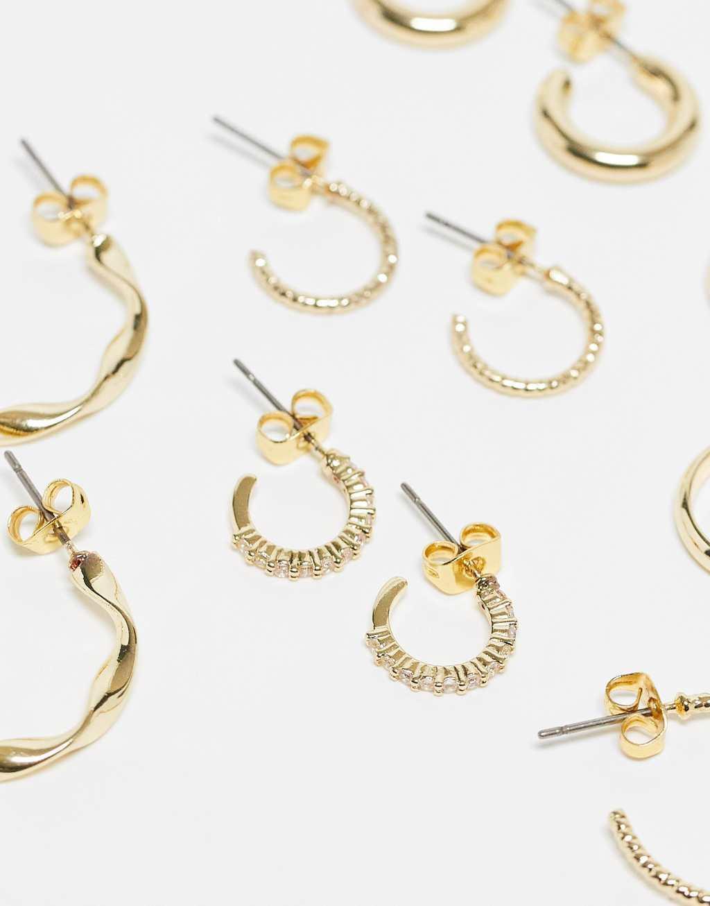 Pieces multi design hoop earring 6-pack in gold Product Image