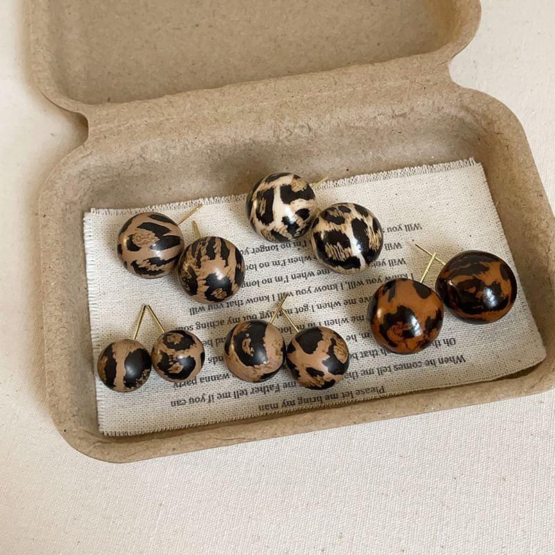 Leopard Print Resin Alloy Stud Earring (Various Designs) Product Image