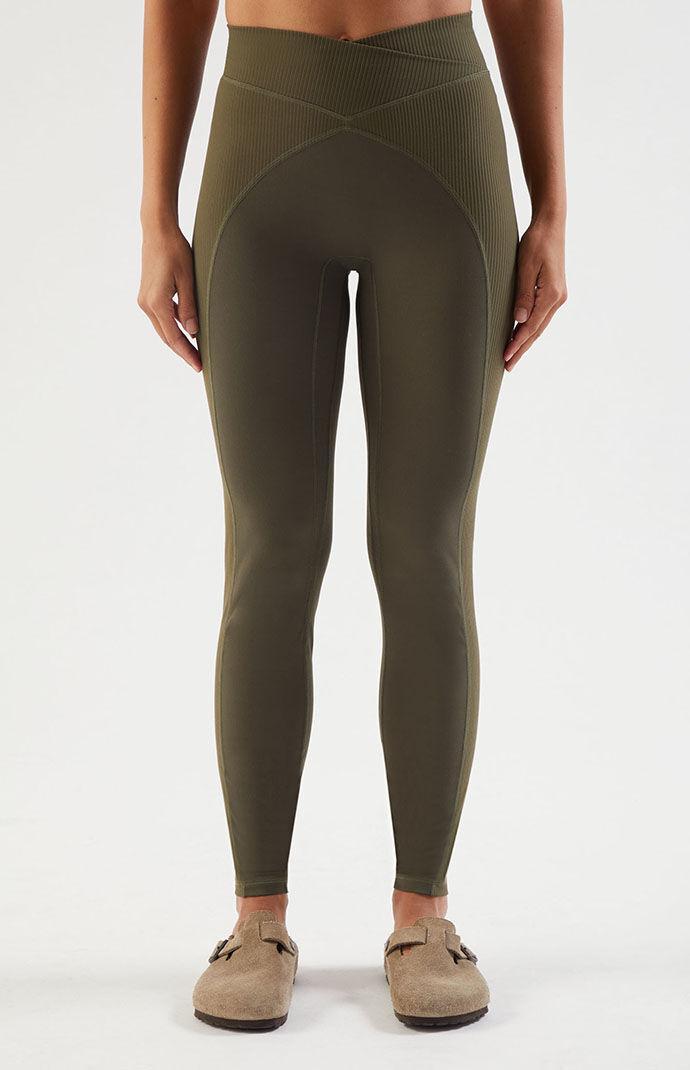 PAC 1980 Women's PAC WHISPER Green Active Sculpt Ribbed Yoga Pants Product Image