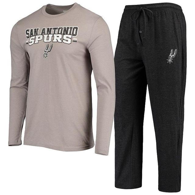 Mens Concepts Sport Gray/Black San Antonio Spurs Long Sleeve T-Shirt & Pants Sleep Set Product Image