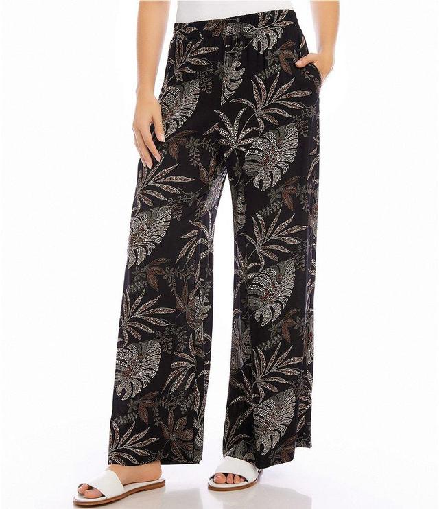 Karen Kane Dotted Leaf Print Wide-Leg Pull-On Pants Product Image