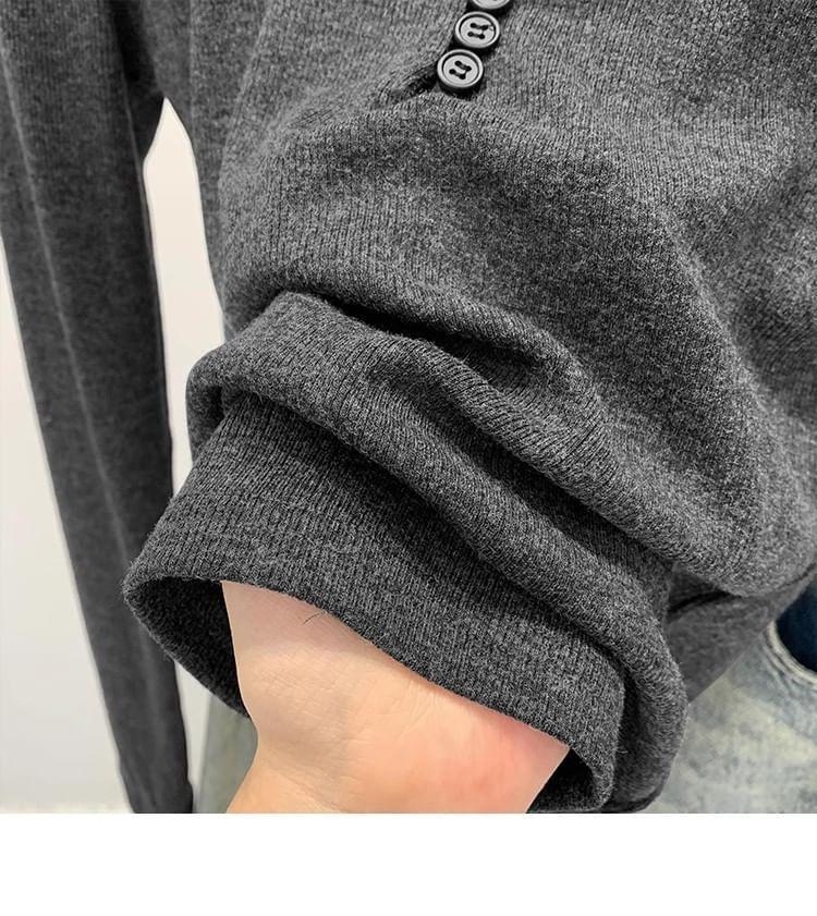 Long-Sleeve Scoop Neck Plain Lace Trim T-Shirt Product Image