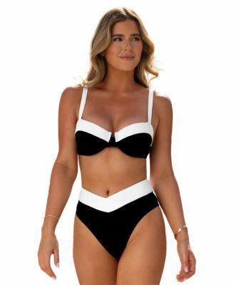 Cupshe Womens Cupshe X JoJo Colorblock Underwire Bikini Top & V-Waist Bottoms Set Product Image