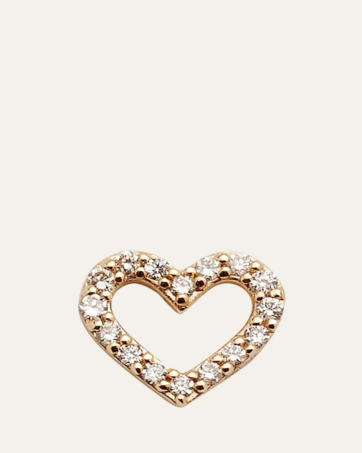 Womens 14K Yellow Gold & Diamond Small Open Heart Single Earring Product Image